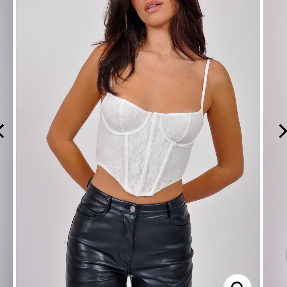 NWT white lace back corset top
